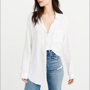 A&F Black and White Polka Dot Boyfriend Shirt